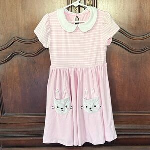 LITTLE SLEEPIES Pink Bunny Pocket Dress Bamboo Easter Spring Size 6 Girls